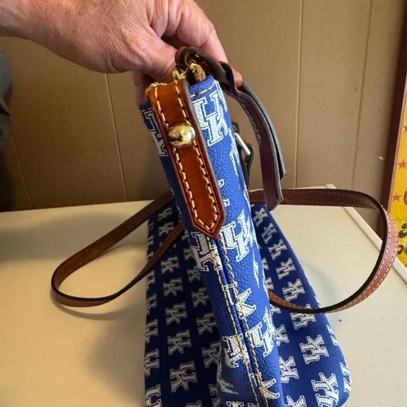 Dooney & Bourke Blue and Brown Tote Bag with Leather Accents - Picture 7 of 8